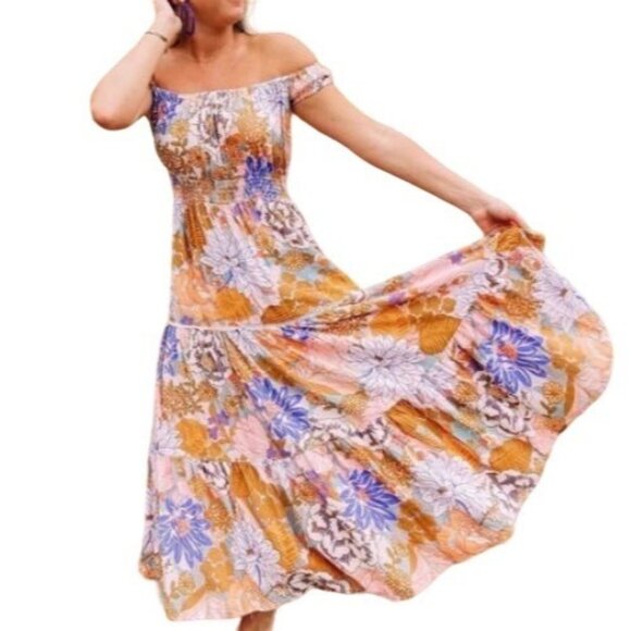 Anthropologie Dresses & Skirts - Anthro Abel The Label Pastel Romance Floral Tiered Peasant Maxi Dress Size M